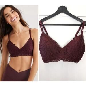 NWT aerie | Real Happy Wireless Lightly Lined Candy Lace Bra in Royal Berry